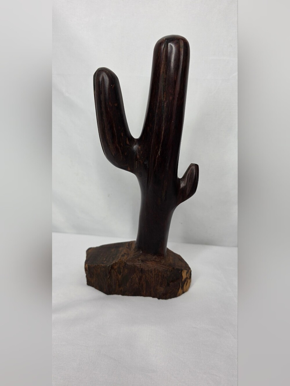 Vintage iron wood hand carved wooden cactus